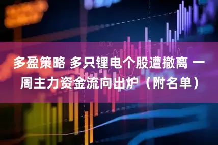 多盈策略 多只锂电个股遭撤离 一周主力资金流向出炉（附名单）